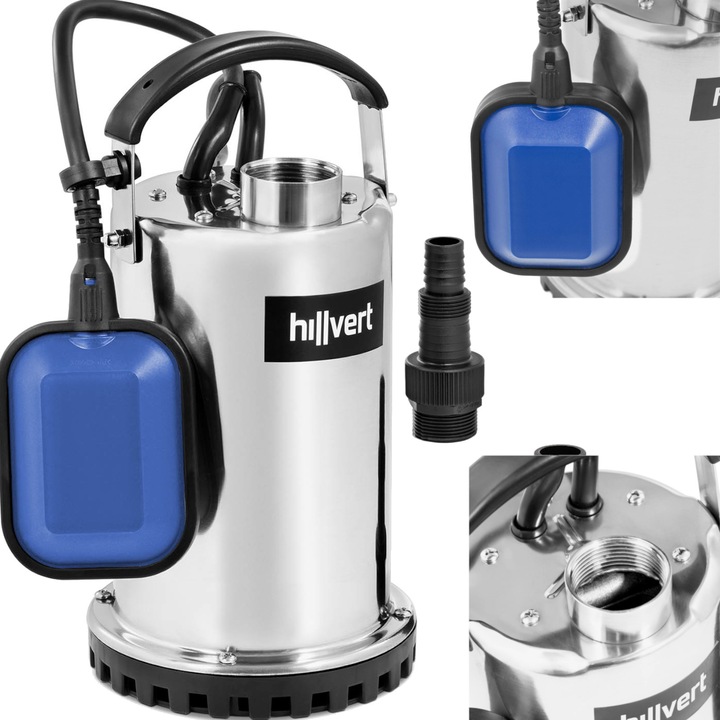 Pompa submersibila Hillvert HT-SPP-550W-8500, 550 W, 8,5 m3/h, adancime 7 m, din otel inoxidabil