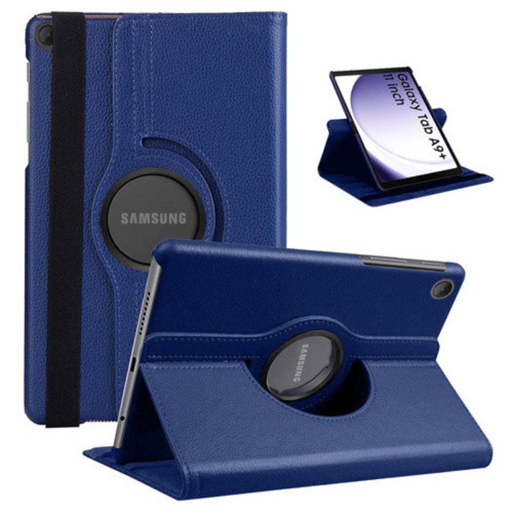 Etui obrotiv 360 pentru Samsung Galaxy Tab A9 Plus 2023 11", Alogy, ecologic, cu functie Sleep/Wake Up, albastru