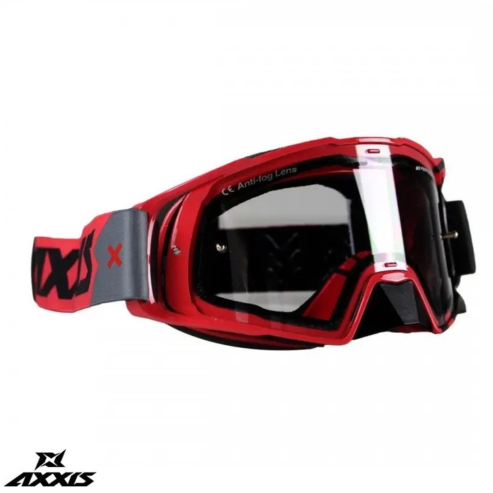 Ochelari casca moto Axxis MX Evo Strap Off road atv, cross, enduro, rosu