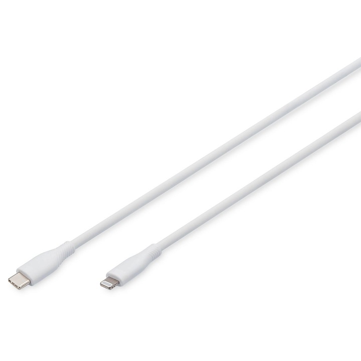 Cablu USB-C, la Lightning, Assmann, 0,5m, alb, 60W