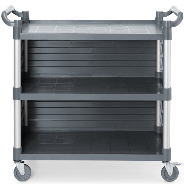 Carucior de servire AmerBox, 3 polite, 50 kg, 842x486mm, cu panouri laterale