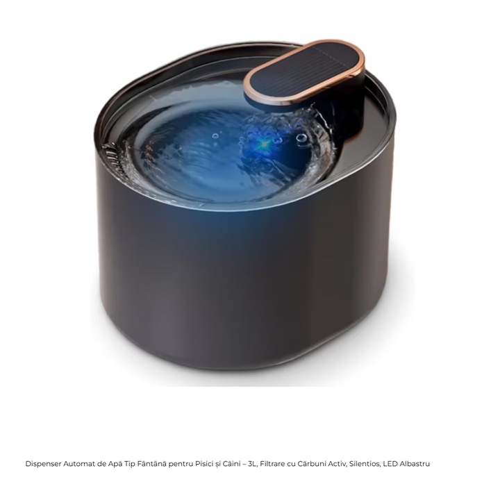 Itatókút macskáknak és kutyáknak – 3L, aktív szénszűrős tisztító és szűrőrendszer, kék LED, ultra-csendes 30dB, szűrő és pumpa mellékelve, USB