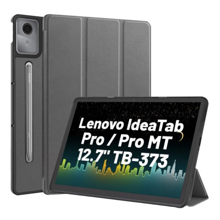 Etui Alogy BookGuard pentru Lenovo IdeaTab Pro 12.7", gri, cu functie de suport si protectie 360°