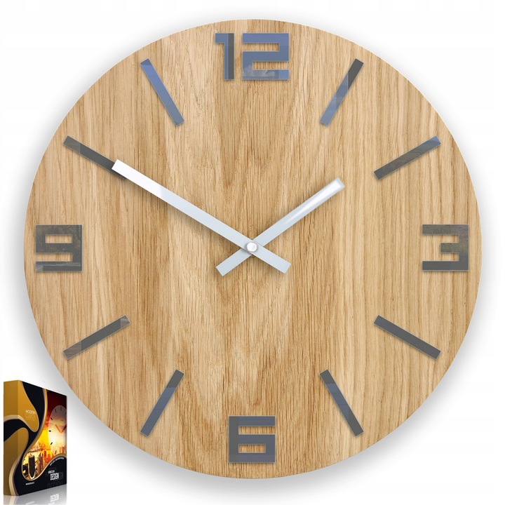 Ceas de Perete Modern Stejar Arabic Gri - Design Unic