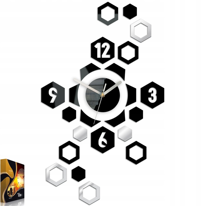 Ceas de Perete Hexagonal Modern, 64cm, Design Unic