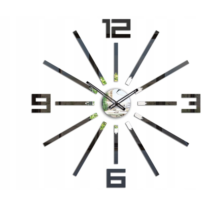 Ceas de perete ModernClock SHEEN negru, mecanism silentios