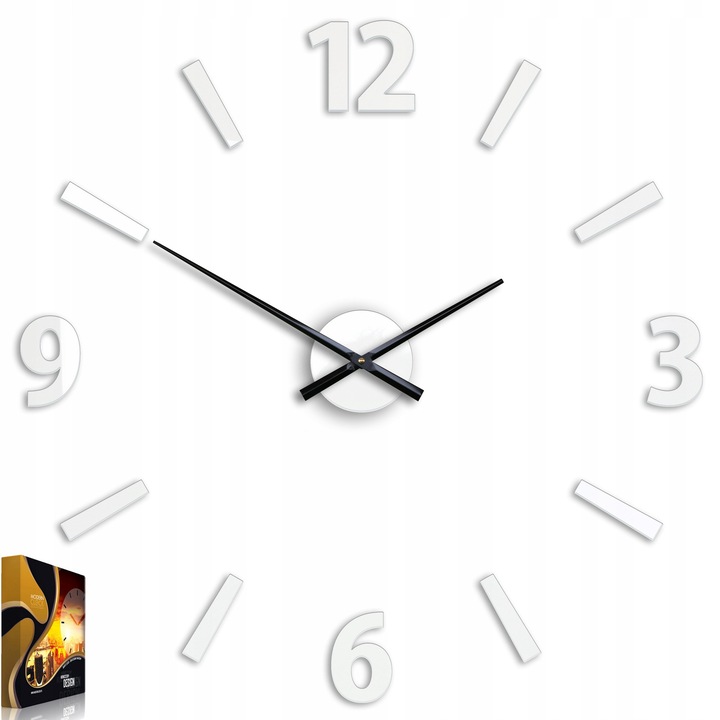 Ceas de Perete KLAUS WHITE 3D - Design Modern, 75 cm