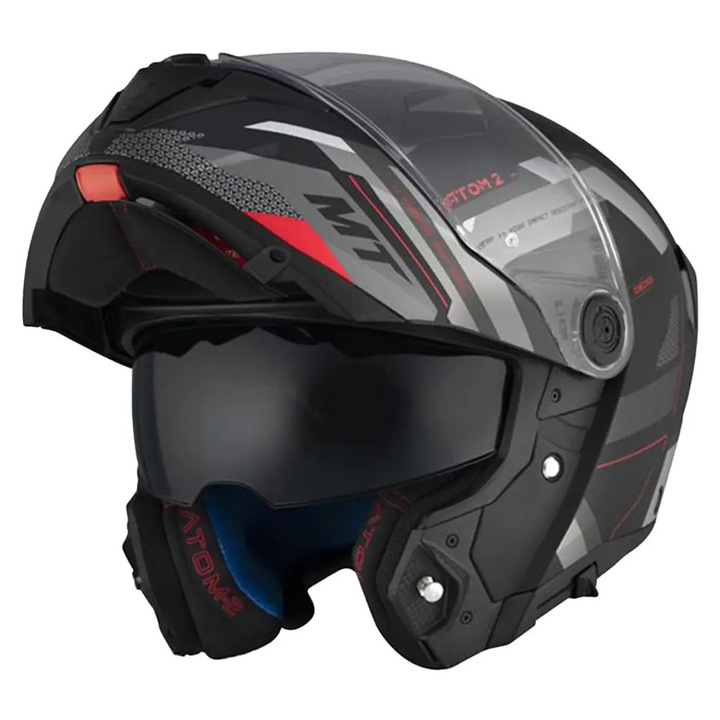Casca flip-up MT Atom 2 SV negru/roșu/argintiu mat XXL (63-64 cm)