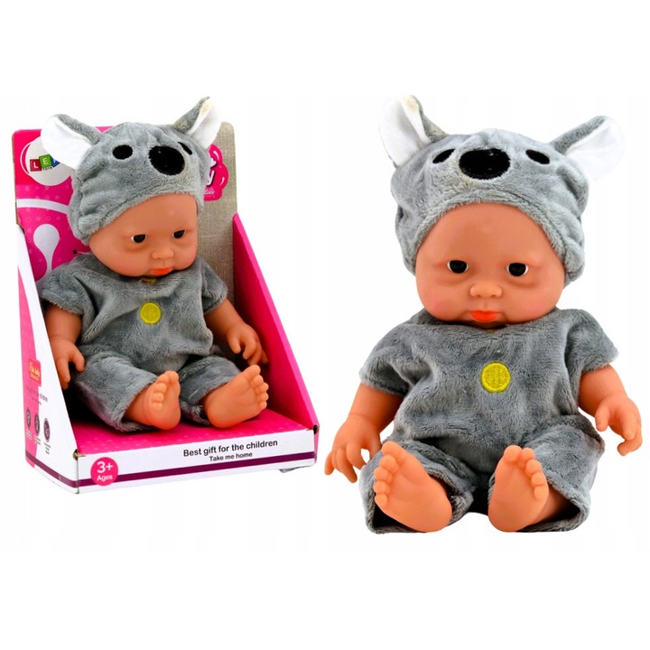 Papusa Mica Bebelus cu Caciulita Koala, Brate si Picioare Mobile