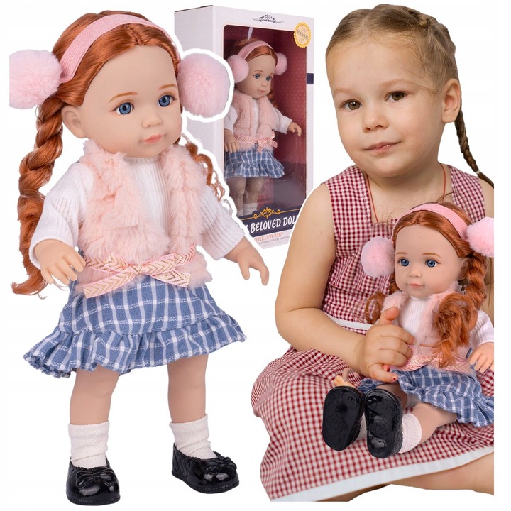 Papusa Bobas 36cm cu Par Lung si Impletit - Ideal for Fete