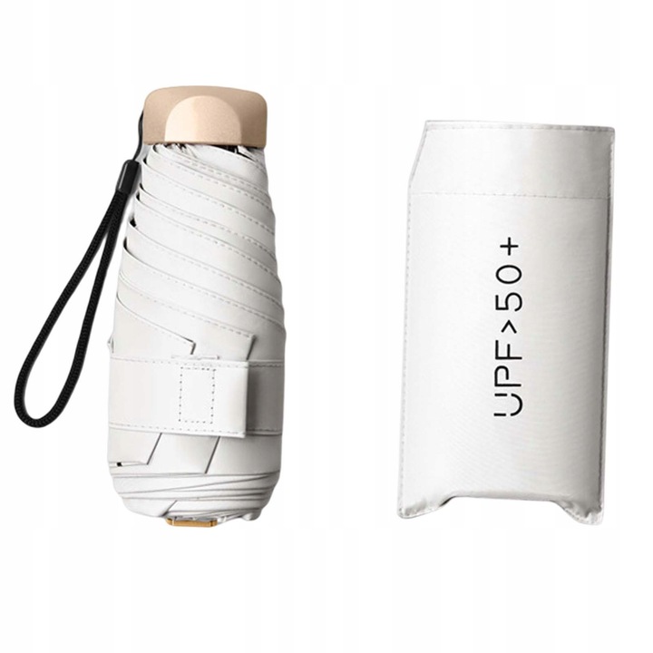 Parasol Mini Pliabil - Soare si Ploaie, Compact, Alb