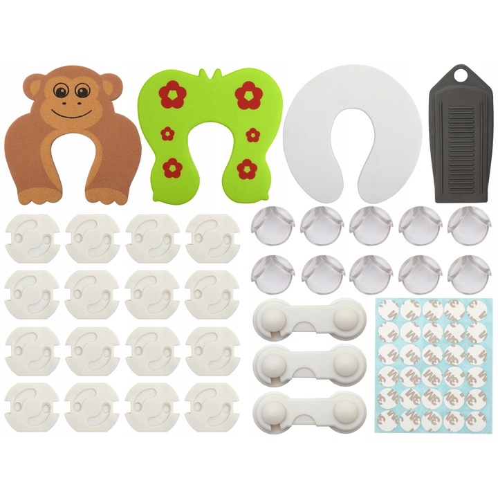 Set de siguranta pentru copii Linbox, 42 elemente, Multicolor