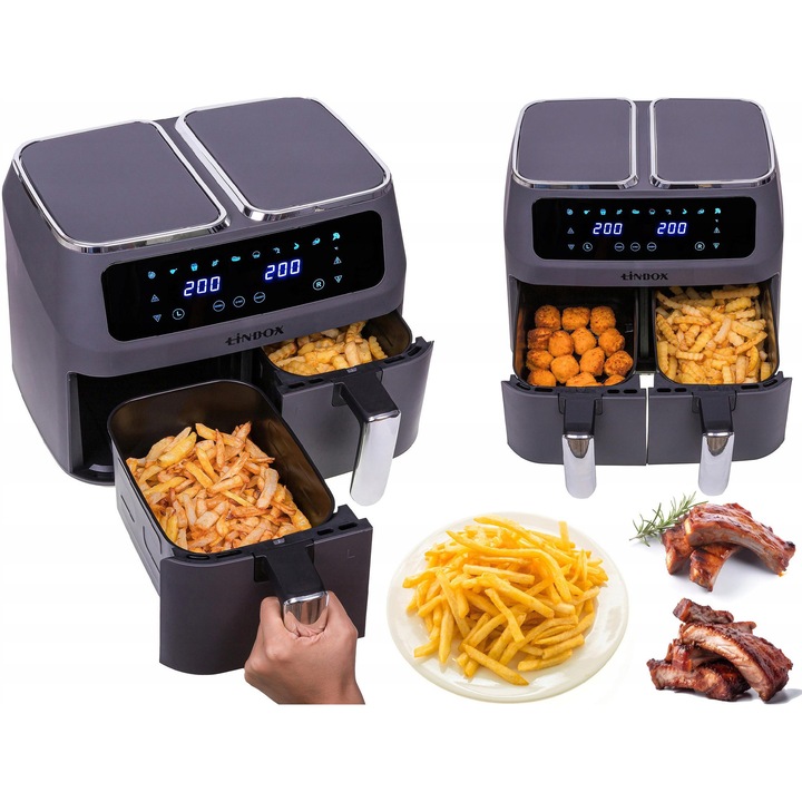 Friteuza Linbox 4/4 L, 2500W, 2 cosuri, temperatura 80-200°C
