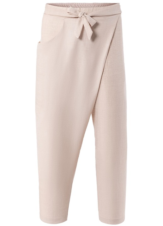 Pantaloni unisex Axon, asimetrici, elastic la spate, buzunar lateral mare, bej, 100% poliester, M INTL