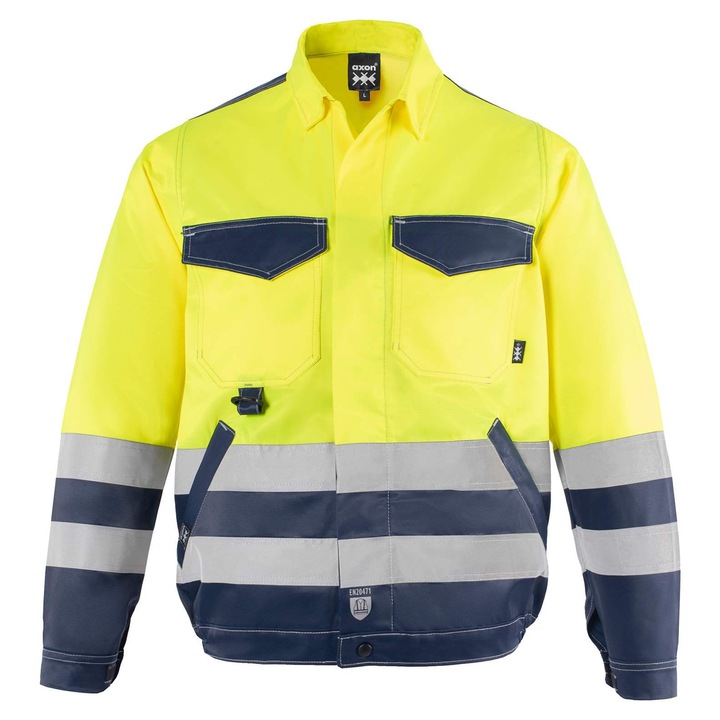 Jacheta de lucru HI-VIS, Axon, Poliester/Bumbac, Galben/Bleumarin, L