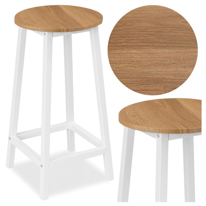 Hoker FLINT, modern oak/bialy mat, 65x32x32cm, maxim 120 kg, set de scaune