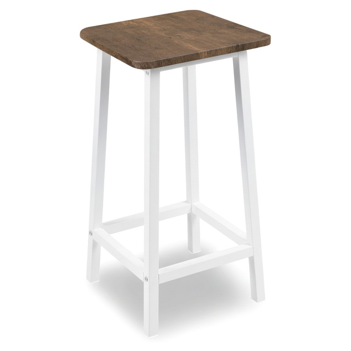 Табуретка Кент Рустик, метална, матово бяла, 65x32x32см, капацитет 120кг, комплект