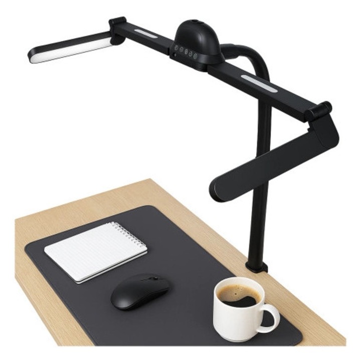 Lampa biurkowa LED Alogy VisionBar cu senzor de miscare si telecomanda, 5 niveluri de luminozitate, neagra, 76.4x119.5x36.5cm