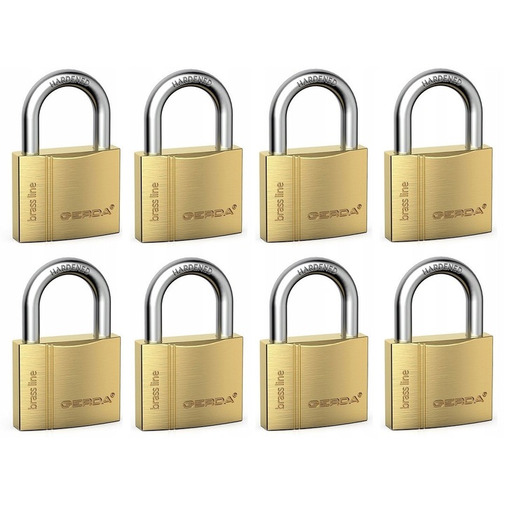 Set 8 Lacate Gerda Brass Line, Sistem Unic Cheie, Mosiad