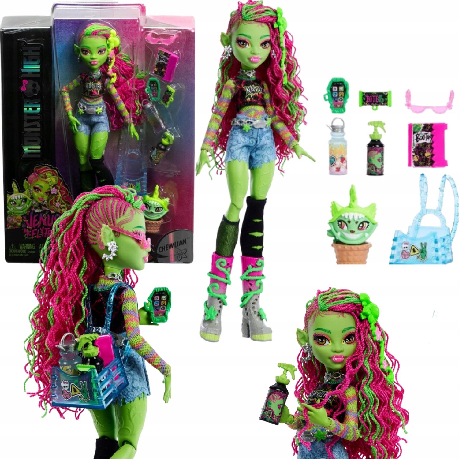 Papusa Mattel Monster High Venus McFlytrap cu Pisica Chewlian