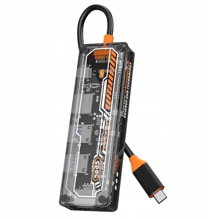 Хъб USB-C 5-в-1: HDMI 4K, Ethernet RJ45, USB-C PD