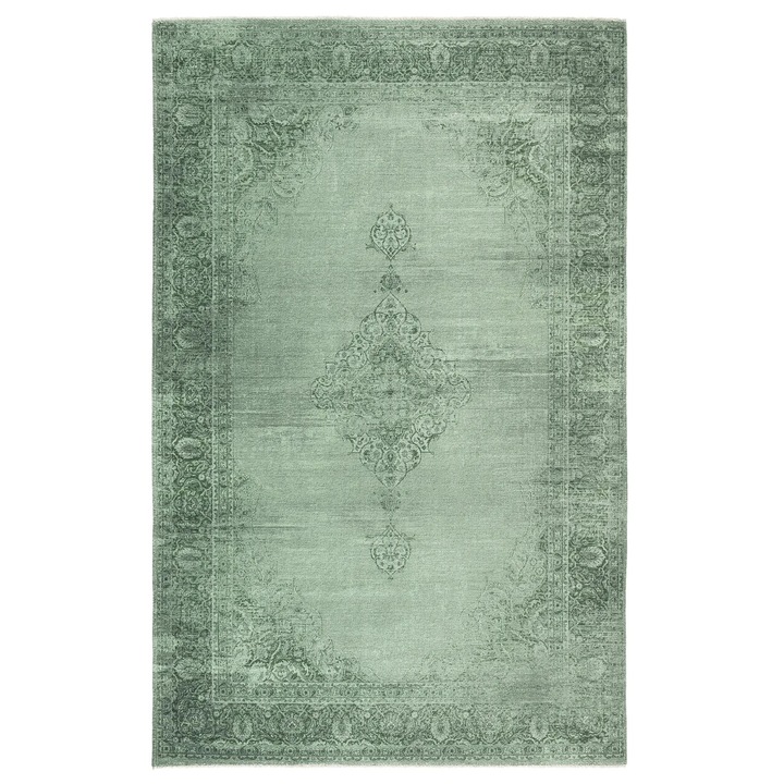 Covor, Tesso Living, Marylou, Vintage, 230x320 cm, Bumbac/Poliester, Fire Scurta, Inaltime Fir 5 mm, Dreptunghi, Antiderapant, Pentru Camera De Zi, Hol, Dormitor, Verde