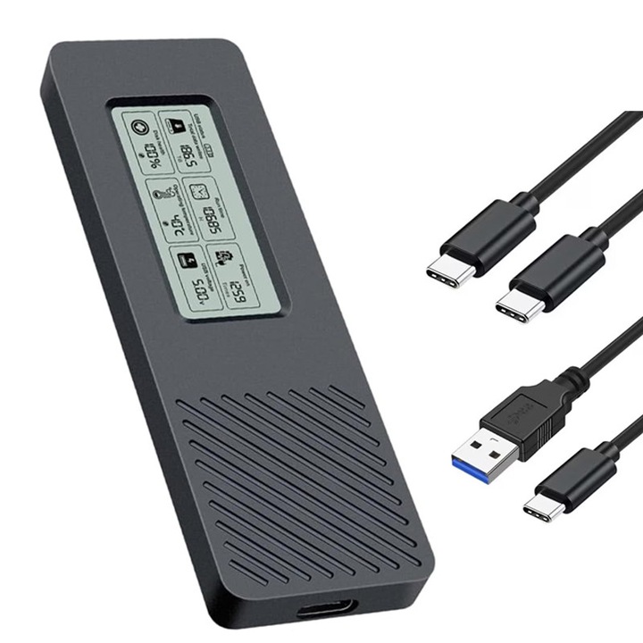 Кутия за твърд диск M.2 NVME, Duueyct, USB 3.2 Type-C, 10Gbps, поддържа SSD до 4TB, черна