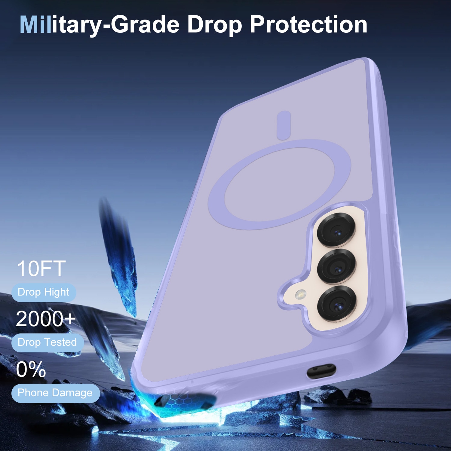 Husa compatibila cu Samsung Galaxy S25 FE 5G cu 2 folii de protectie din sticla temperata si 2 folii de protectie pentru camera, husa moale din TPU MagSafe (Violet)