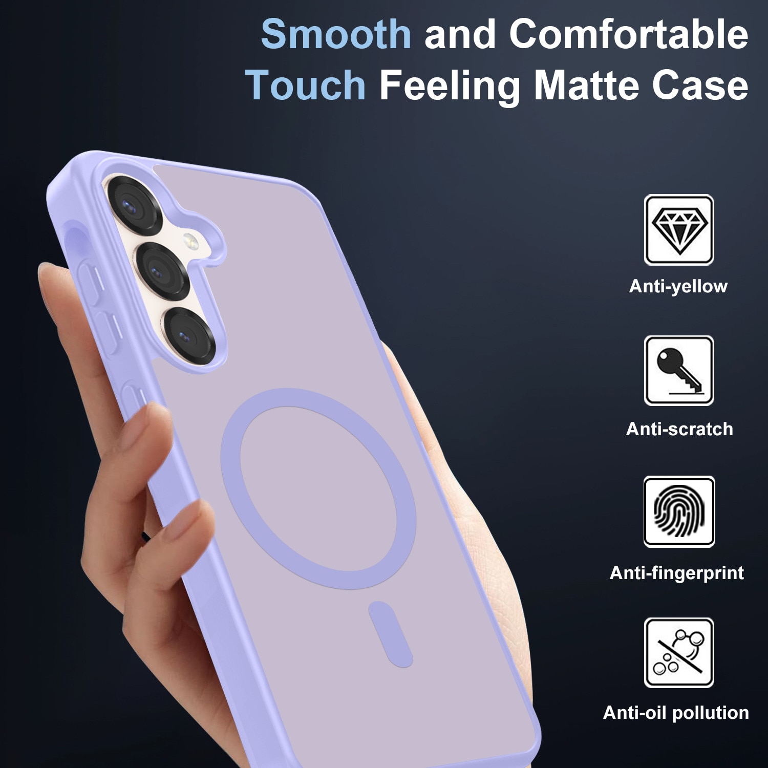 Husa compatibila cu Samsung Galaxy S25 FE 5G cu 2 folii de protectie din sticla temperata si 2 folii de protectie pentru camera, husa moale din TPU MagSafe (Violet)
