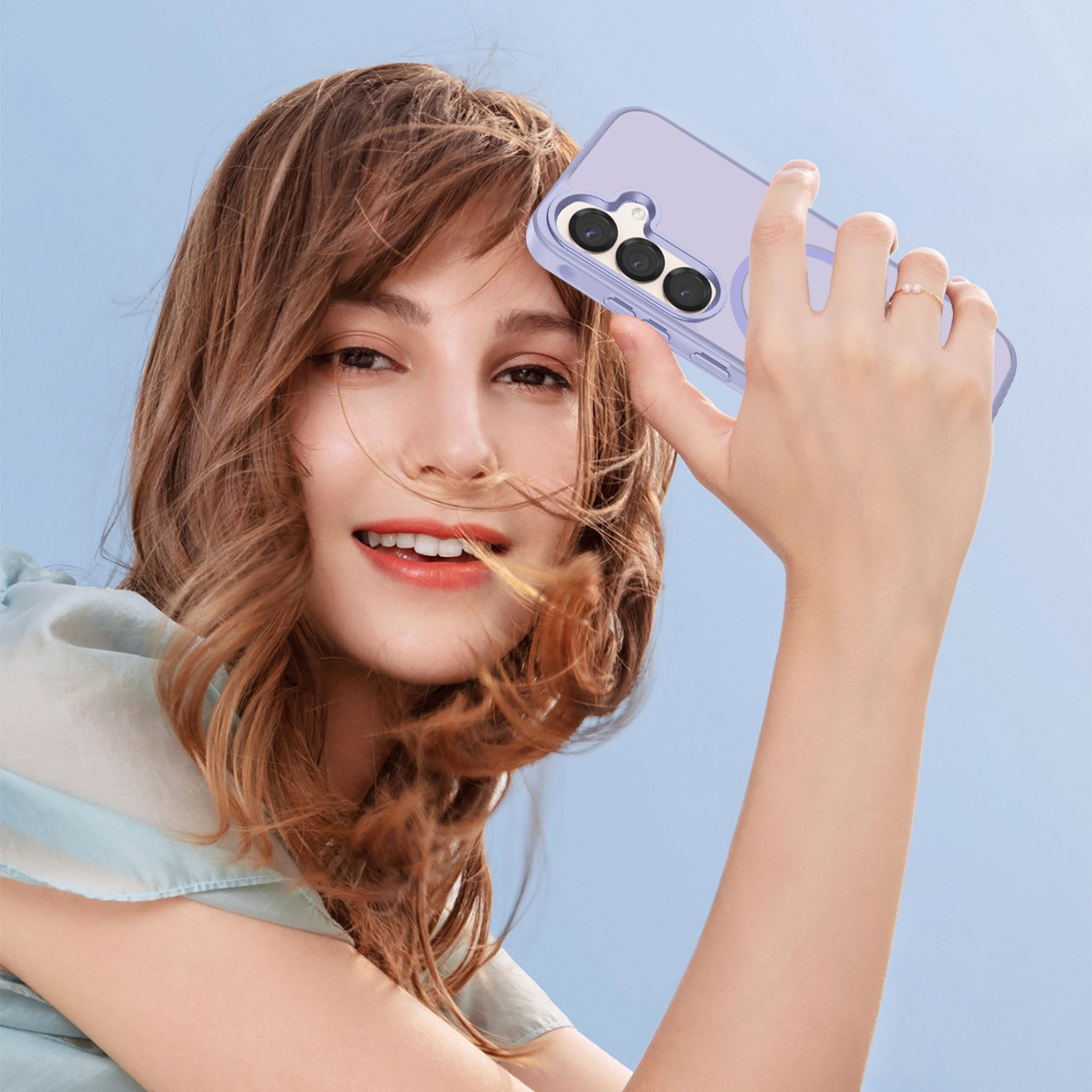 Husa compatibila cu Samsung Galaxy S25 FE 5G cu 2 folii de protectie din sticla temperata si 2 folii de protectie pentru camera, husa moale din TPU MagSafe (Violet)