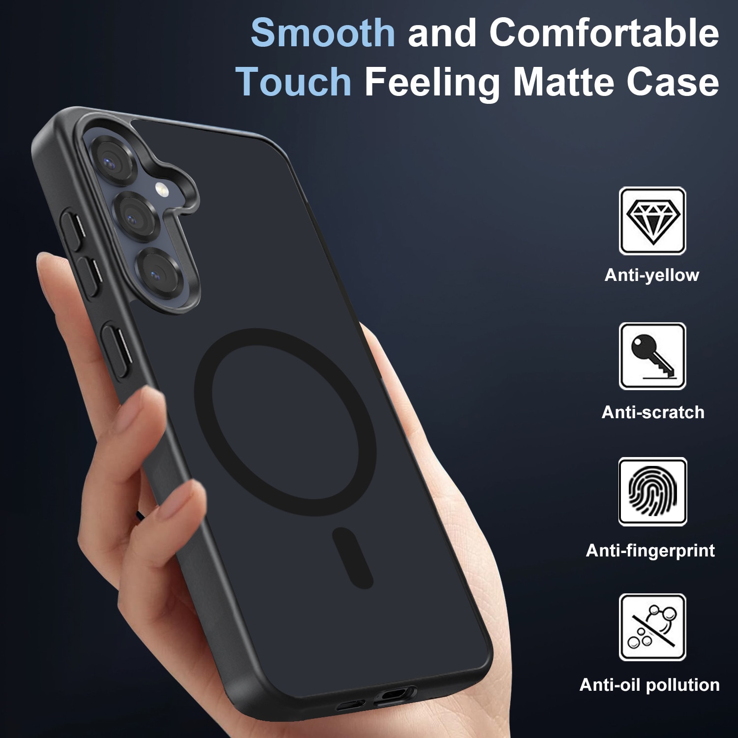 Husa compatibila cu Samsung Galaxy S25 FE 5G cu 2 folii de protectie din sticla temperata si 2 folii de protectie pentru camera, husa moale din TPU MagSafe (negru)