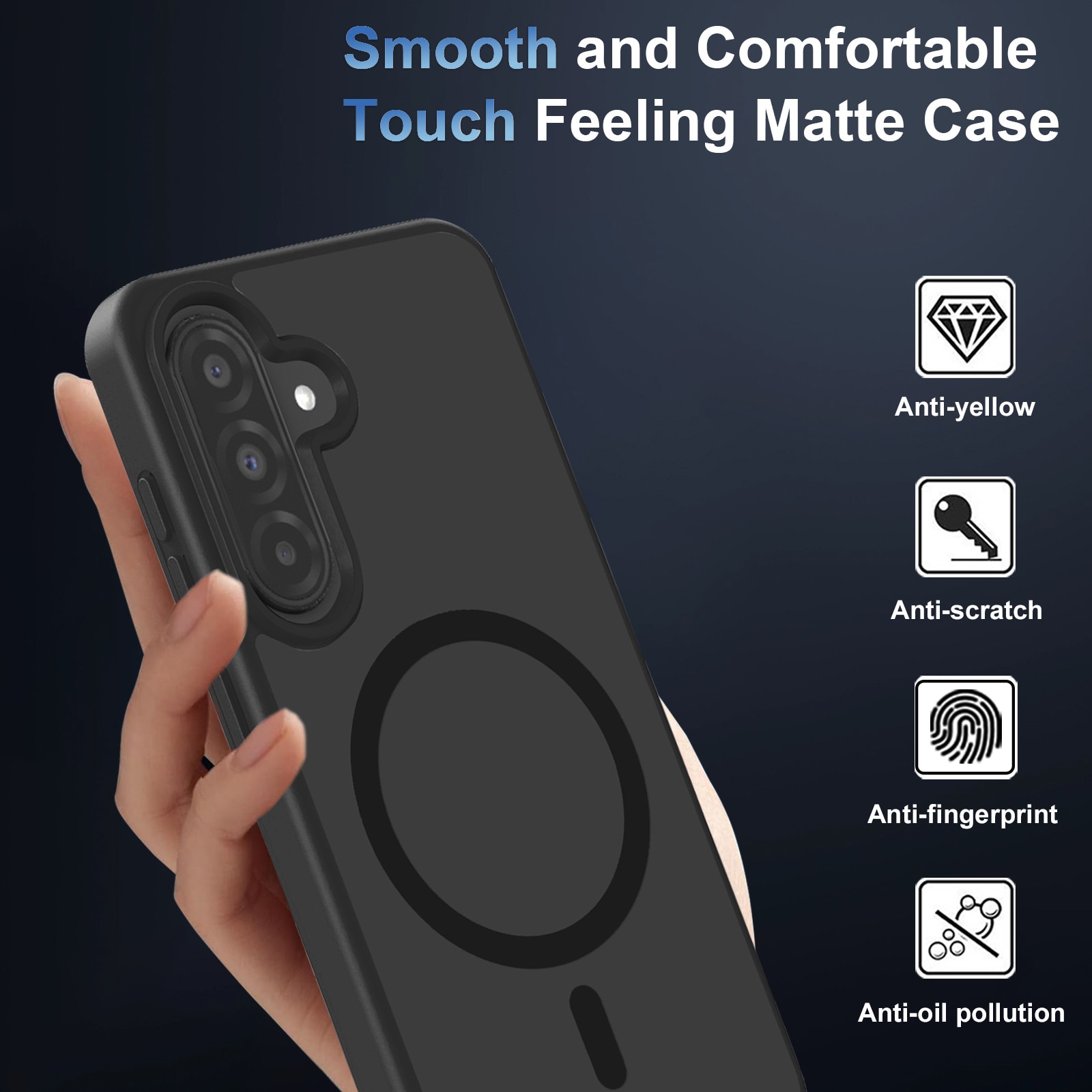 Husa compatibila cu Samsung Galaxy A17 4G / 5G cu 2 folii de protectie din sticla temperata si 2 folii de protectie pentru camera, husa moale TPU MagSafe (Negru)