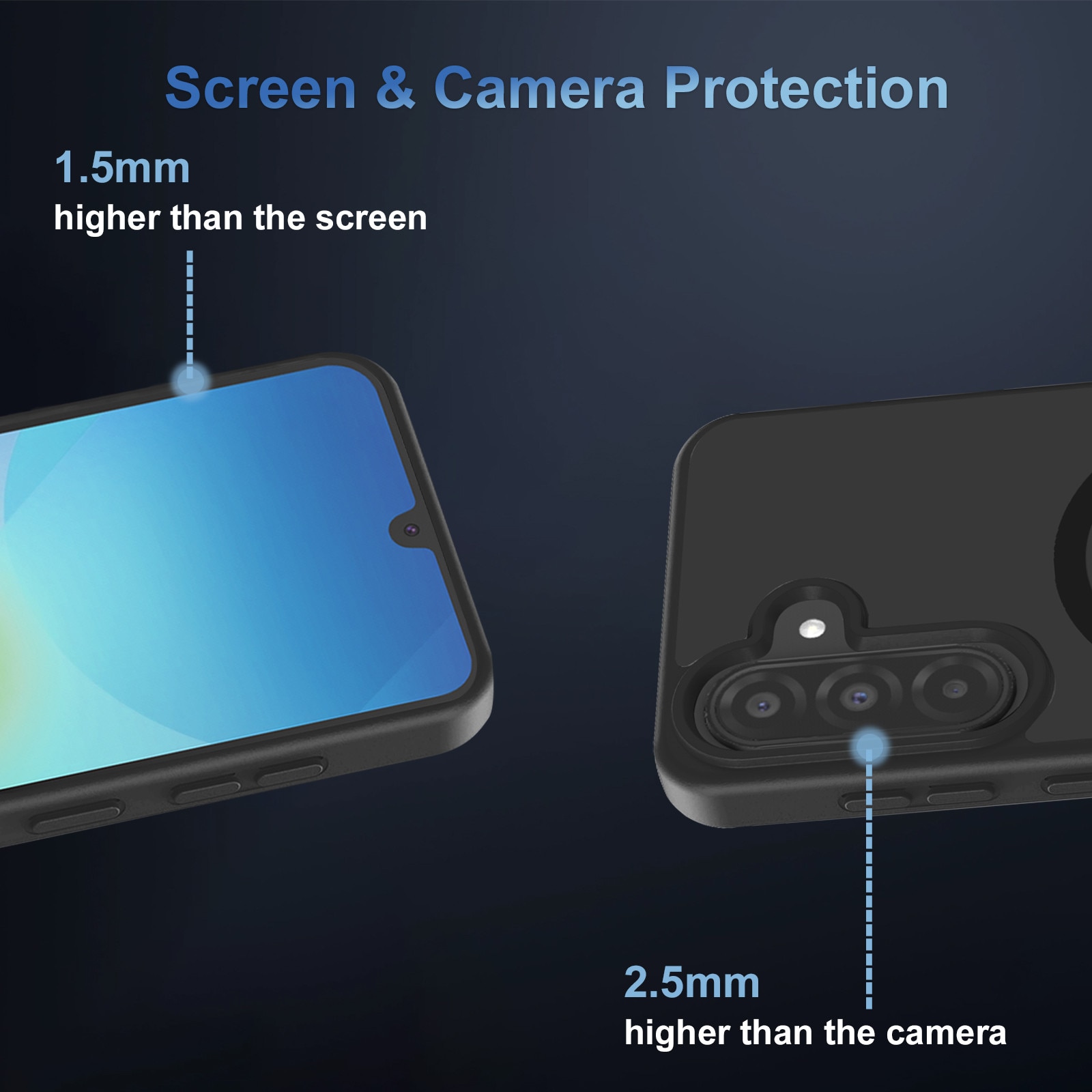 Husa compatibila cu Samsung Galaxy A17 4G / 5G cu 2 folii de protectie din sticla temperata si 2 folii de protectie pentru camera, husa moale TPU MagSafe (Negru)