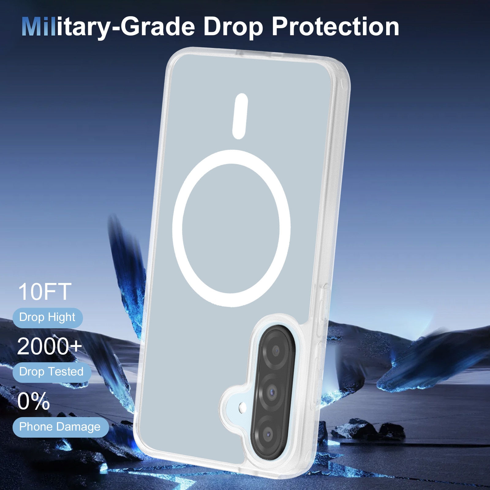 Husa compatibila cu Samsung Galaxy A17 4G / 5G cu 2 folii de protectie din sticla temperata si 2 folii de protectie pentru camera, husa moale TPU MagSafe, Alb mat