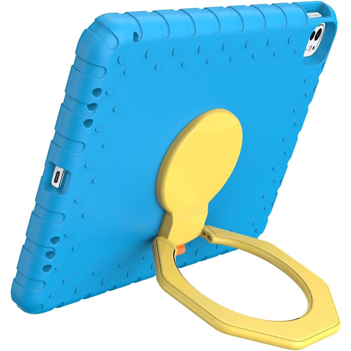 Husa Lotusif pentru iPad Pro 13 inch, spuma EVA rezistenta la socuri, suport rotativ 360, albastru