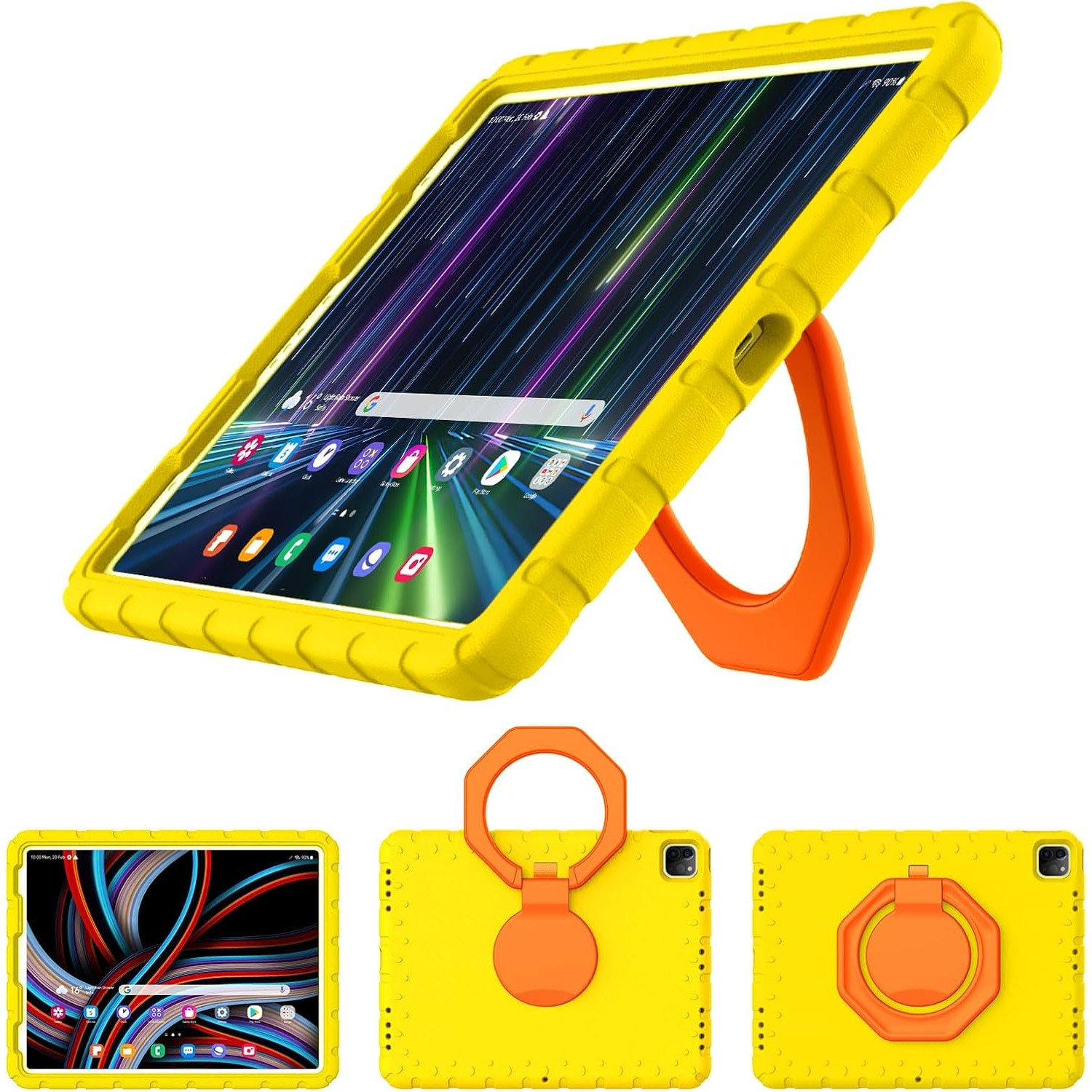 Husa Lotusif pentru iPad Pro 12.9 inch, material EVA, suport rotativ 360, galben