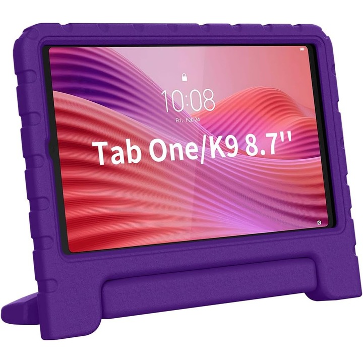 Husa Lotusif pentru tablete 8.7 inch, rezistenta pentru copii cu maner-suport, violet