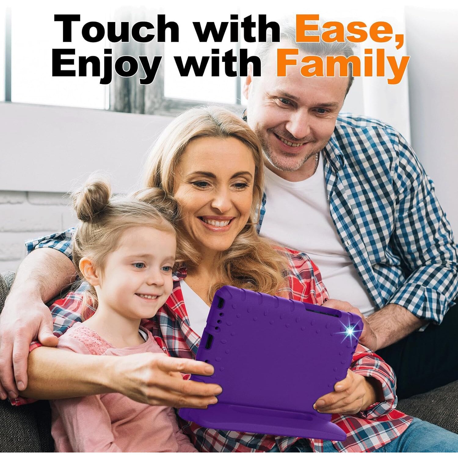 Husa Lotusif pentru tablete 8.7 inch, rezistenta pentru copii cu maner-suport, violet