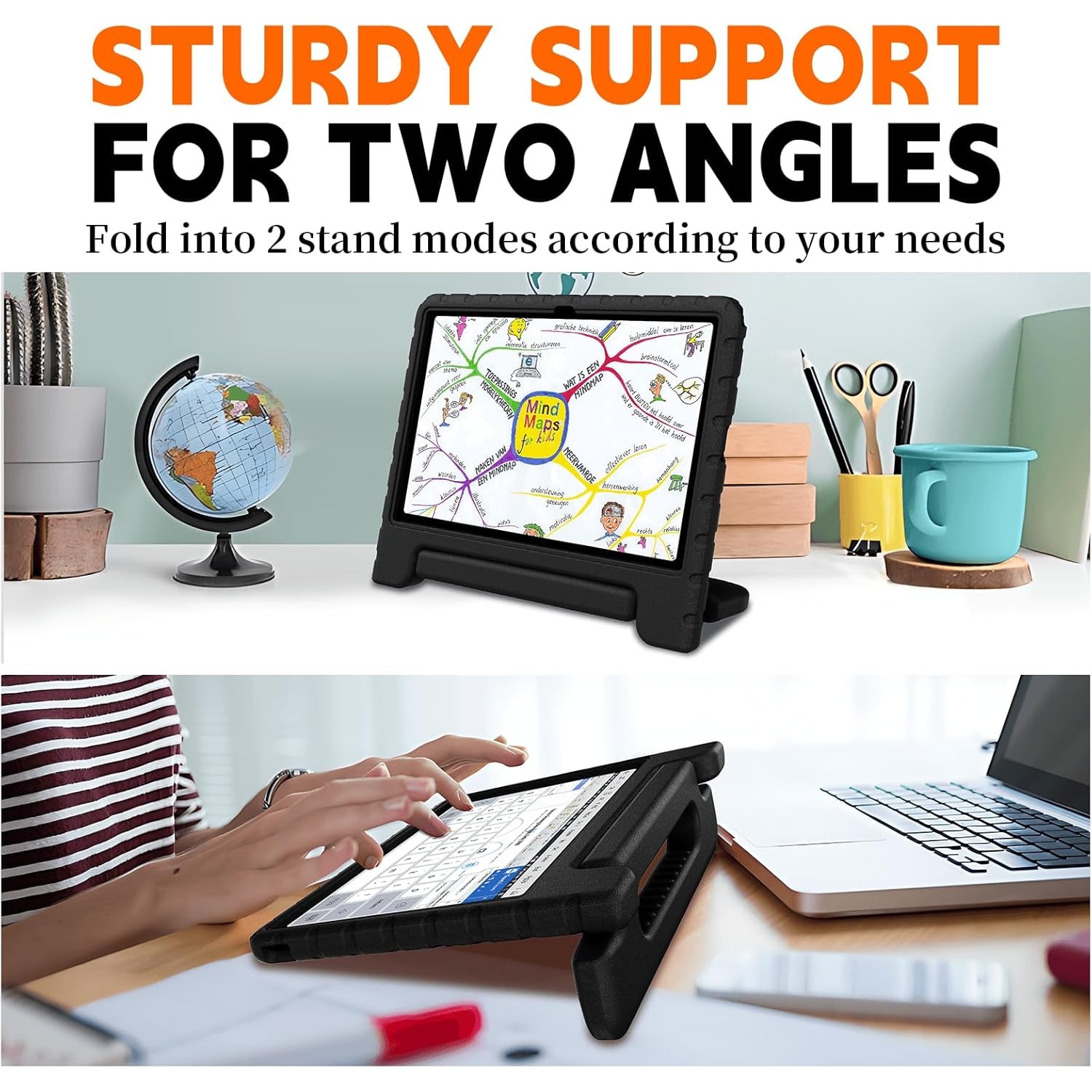 Husa Lotusif Antisoc pentru Tableta 11", Maner Rotativ, Suport Integrat, Negru