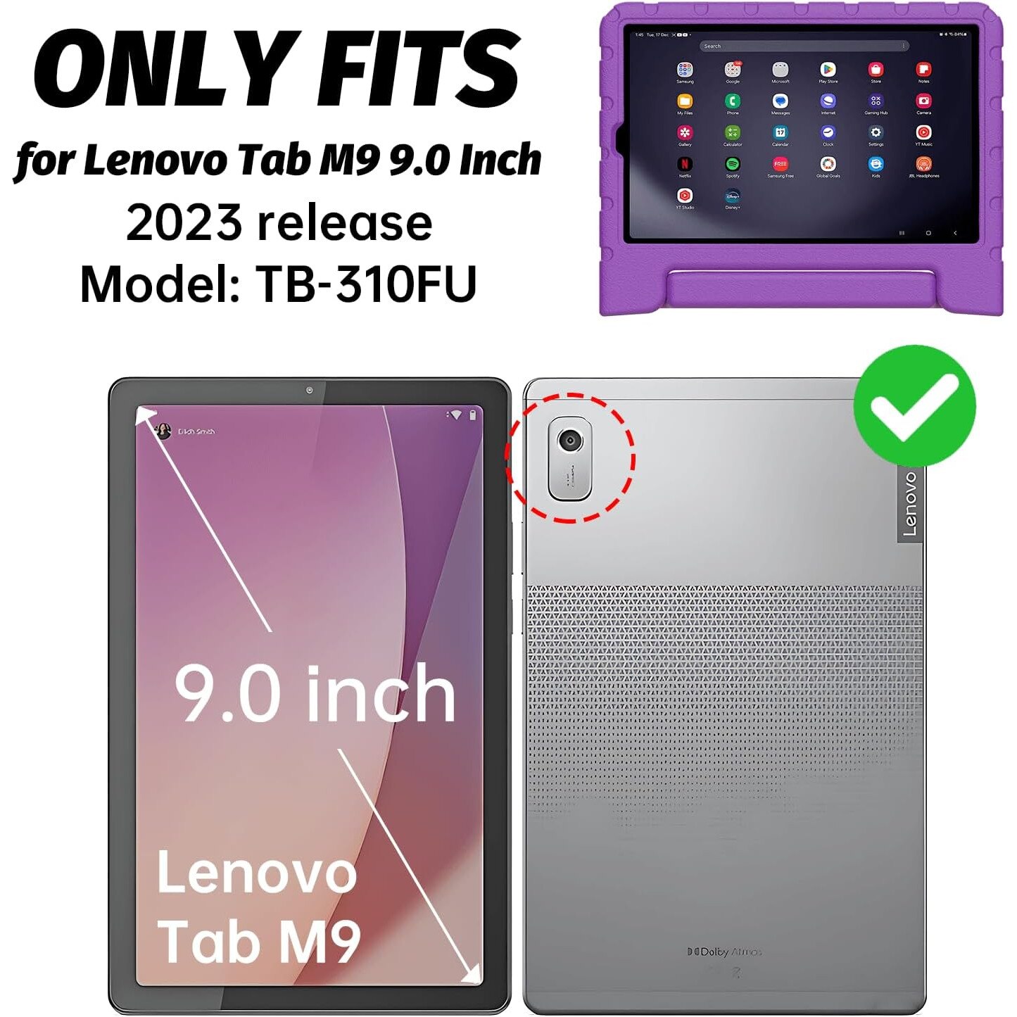 Husa Lotusif pentru tablete cu maner rabatabil si suport integrat, Violet, 9.0 Inch