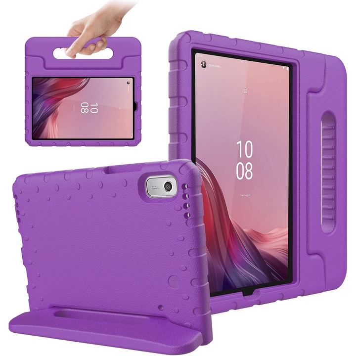 Husa Lotusif pentru tablete cu maner rabatabil si suport integrat, Violet, 9.0 Inch
