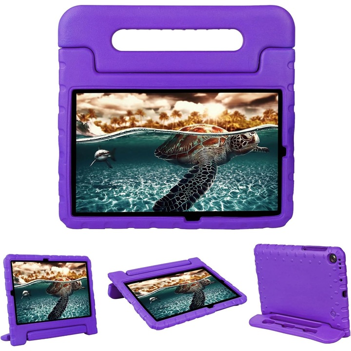Husa Lotusif Amazon Fire Max 11 13. generációs 2023-hoz, strapabíró tok gyerekeknek csúszásgátló fogantyúval és beépített állvánnyal, Fire Max 11 hüvelykes táblagép védelem, lila