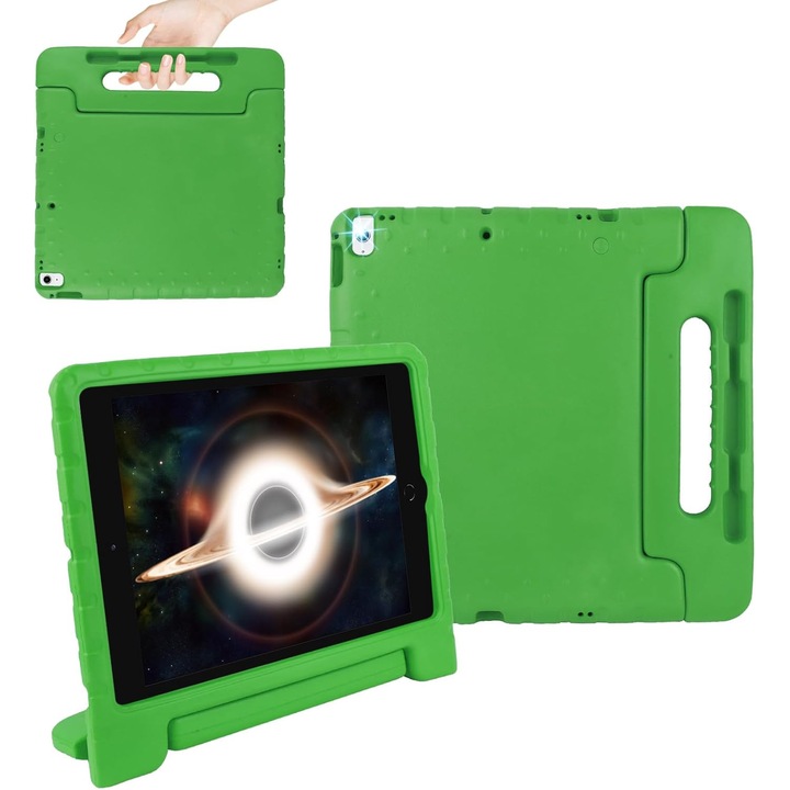 Lotusif tok iPad Pro 12.9 hüvelykes 1/2. generációhoz (2015/2017), tartós EVA gyerek tok állvánnyal és fogantyúval, kompatibilis az iPad Pro 12.9"-vel, ceruzatartóval, zöld