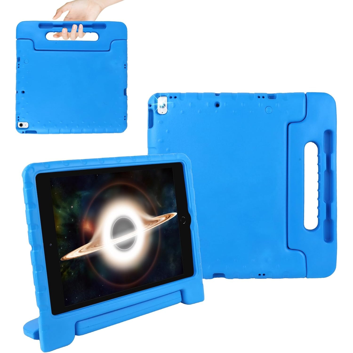 Husa Lotusif pentru iPad Pro 12.9 inch, Carcasa EVA Rezistenta cu Suport si Maner, Albastru