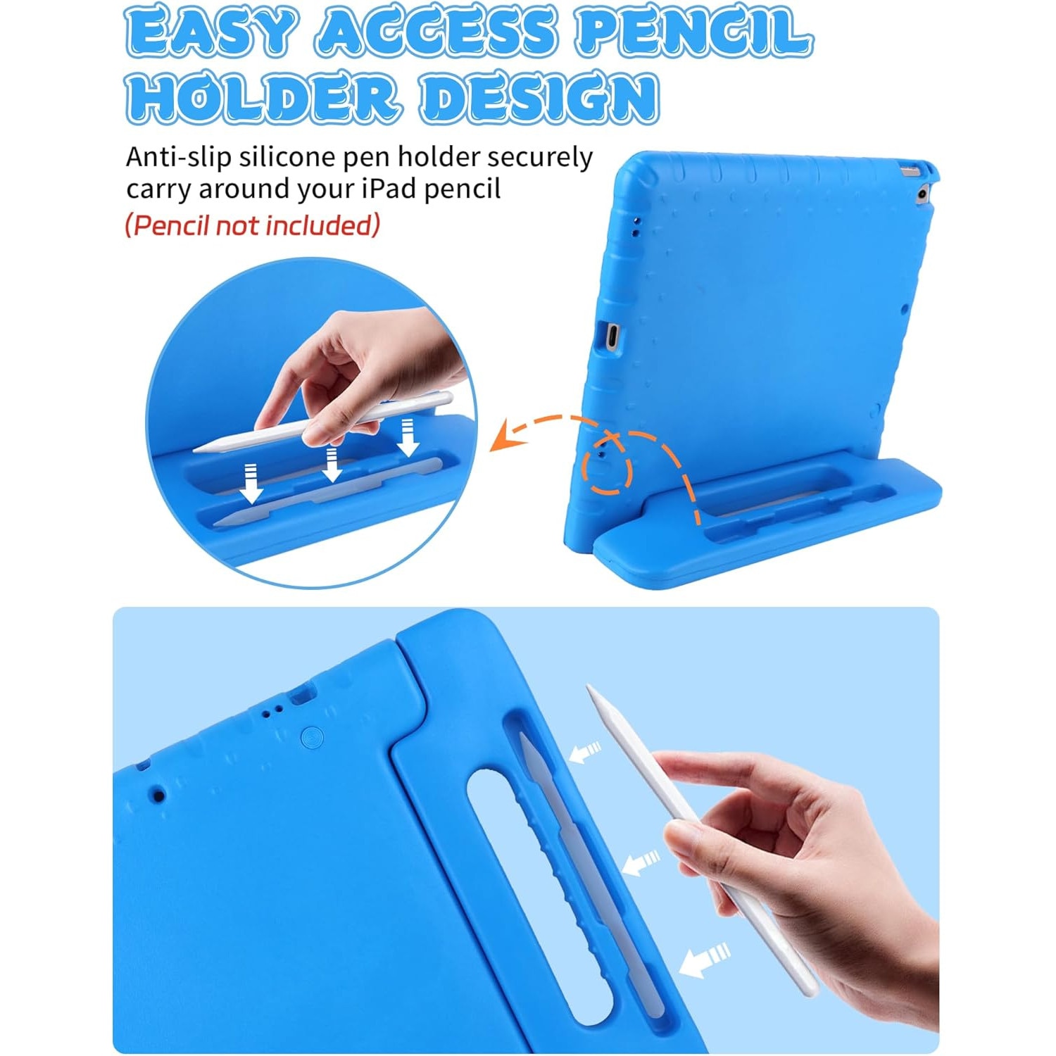 Husa Lotusif pentru iPad Pro 12.9 inch, Carcasa EVA Rezistenta cu Suport si Maner, Albastru