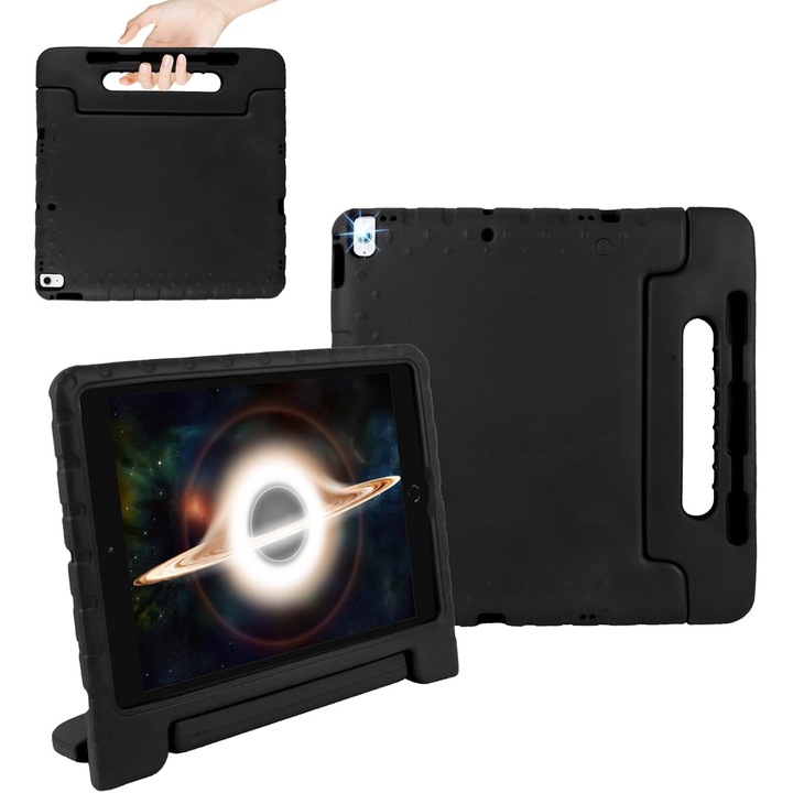 Lotusif tok iPad Pro 12.9 hüvelykes Gen 1/2 (2015/2017) készülékhez, Tartós EVA tok gyermekeknek állvánnyal és fogantyúval, Kompatibilis az iPad Pro 12.9" készülékkel, Ceruzatartó, Fekete