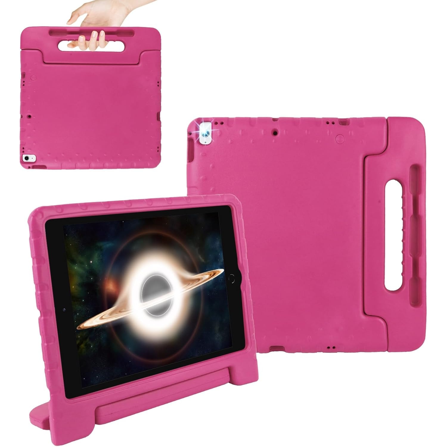 Husa Lotusif pentru iPad Pro 12.9 inch, EVA rezistenta, suport si maner, Roz Aprins