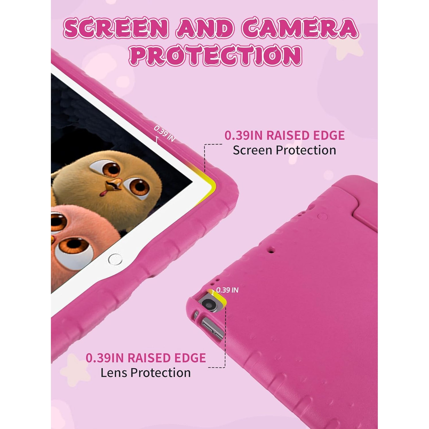 Husa Lotusif pentru iPad Pro 12.9 inch, EVA rezistenta, suport si maner, Roz Aprins