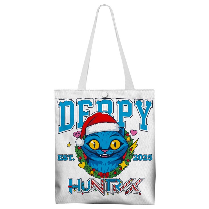 Geanta pentru femei, Demon Hunter, imprimeu colorat pe ambele parti, 33x37cm, cu fermoar si curea lunga