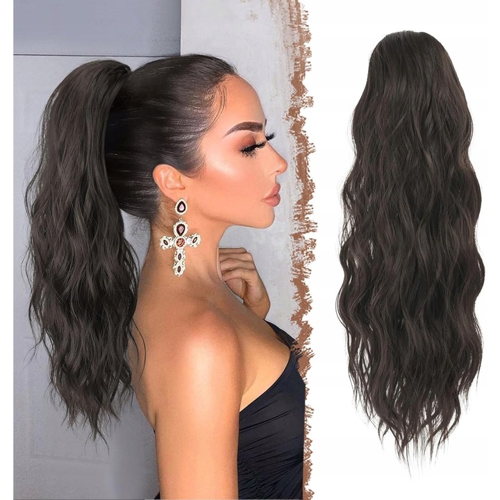 Extensie Coada de Cal FESHFEN, Castaniu Inchis, Par Lung Synthetic, 45 cm